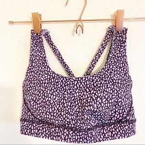 LULULEMON purple print Free to Be Bra Top Sz 4